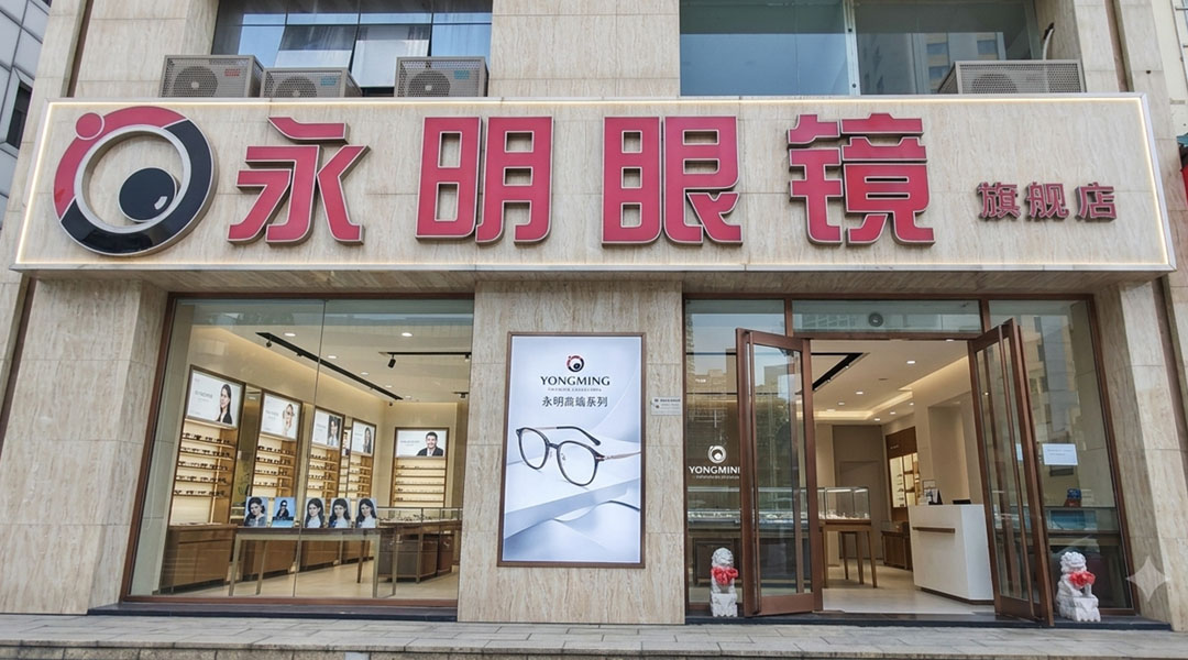 永明眼镜旗舰店门店外观，位于密云区鼓楼东大街